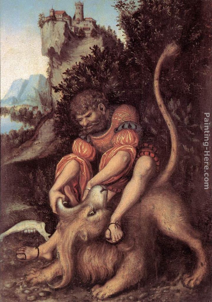 Samson's Fight with the Lion painting - Lucas Cranach the Elder Samson's Fight with the Lion art painting